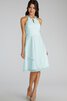 Chiffon Juwel Ausschnitt kurzes Brautjungfernkleid mit Perlen - 1