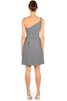 Robe demoiselle d'honneur courte d'épaule asymétrique ligne a poches - 4
