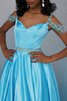 Tolle Perlenbesetztes A-Linie Ballkleid aus Satin mit Natürlicher Taille - 2