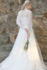 Robe de mariée joli en satin extensible sage naturel longue - 3