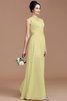 Robe demoiselle d'honneur naturel en chiffon avec zip de princesse au niveau de cou - 13