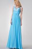 Plissiertes V-Ausschnitt Chiffon langes bodenlanges Brautjungfernkleid mit Bordüre - 2