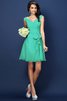 Vestido de Dama de Honor de Corte-A en Gasa de Cremallera de Natural de Drapeado - 15