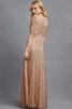Robe demoiselle d'honneur romantique ligne a avec décoration dentelle manche nulle de col en v - 5
