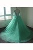 Robe de quinceanera long en tulle en organza de lotus avec perle - 2