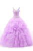 Abito Quinceanera A Terra in Organza in Chiffon in pizzo Buco Della Serratura Schiena radiosa - 2