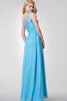 Plissiertes V-Ausschnitt Chiffon langes bodenlanges Brautjungfernkleid mit Bordüre - 4