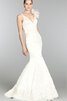 Abito da Sposa Sirena Senza Maniche in pizzo Buco Della Serratura Schiena V-Scollo con Fiore - 3