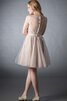 Abito Laurea in Tulle Senza Maniche V-Scollo A-Line mini decorato - 2