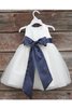 Abito da Cerimonia Bambini alta vita decorato in Tulle A-Line Senza Maniche con Nastro - 3