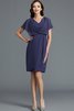 V-Ausschnitt Chiffon Normale Taille Enganliegendes Knielanges Brautmutterkleid - 4