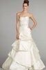 Abito da Sposa A-Line Senza Maniche con Seghettato con Perline senza strap con Nastro - 1