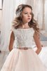 Abito da Cerimonia Bambini A Terra in Tulle Ball Gown decorato con Fiore - 3