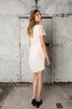 Robe de mariée de col bateau fermeutre eclair avec manche courte ligne a col ras du cou - 4