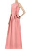 Plissiertes A-Line Satin langes extravagantes Brautjungfernkleid mit Tasche - 1