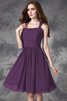 Ärmelloses Normale Taille Chiffon Reißverschluss Brautjungfernkleid mit Spaghettiträger - 4