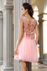 Ärmelloses Prinzessin Normale Taille Mini Cocktailkleid aus Satin - 2