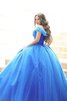 Robe de quinceanera naturel de mode de bal avec fleurs avec zip en organza - 1