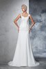 Spaghetti Träger Chiffon Sittsames Extravagantes Brautkleid mit Breiter Träger - 3