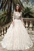 Abito da Sposa con Bottone A-Line con Maniche Lunghe medievale con Applique con Perline - 1