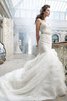 Abito da Sposa con Fusciacca con Seghettato decorato Coda A Strascico Corto in pizzo Naturale - 2