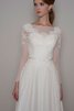 Robe de mariée sage maillot col ras du cou avec décoration dentelle avec ruban - 4