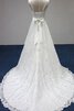Abito da Sposa Allacciato a Sala A-Line in Pizzo Coda A Strascico Corto largo - 3