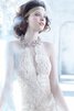 Robe de mariée naturel avec sans manches dénudé de traîne moyenne collant - 2
