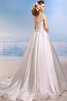 Abito da Sposa A-Line Senza Maniche in Pizzo a Spiaggia in pizzo V-Scollo - 2