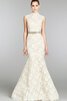 Robe de mariée naturel de sirène longueur au ras du sol de col haut trou de serrure - 1