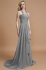 A-Linie Chiffon Ärmelloses Sweep Zug Nackenband Brautjungfernkleid - 32