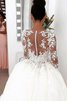 Duchesse-Linie Lange Ärmeln Gericht Schleppe Schaufel-Ausschnitt Extravagantes Brautkleid - 3