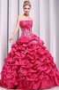 Geschichtes trägerlos bodenlanges Quinceanera Kleid mit Rücken Schnürung mit Blume - 6