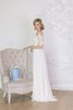 Reißverschluss zeitloses schulterfrei Chiffon Brautkleid mit halben Ärmeln mit Bordüre - 1