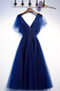Charmant Satin Vintage Cocktailkleid aus Tüll mit Kurzen Ärmeln - 2