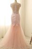 Robe demoiselle d'honneur naturel appliques avec zip avec manche épeules enveloppants - 2