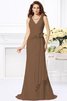 Robe demoiselle d'honneur naturel longue avec fleurs manche nulle de col en v - 3