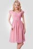 Robe demoiselle d'honneur nature simple avec manche épeules enveloppants avec zip ruché - 4