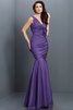 Vestido de Dama de Honor en Tafetán de Flores de Escote en V de Largo - 24