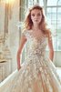 Abito da Sposa con Piega con Fiore Ball Gown V-Scollo Coda A Strascico Cattedrale A-Line - 3