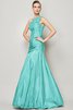 Normale Taille Prinzessin Bodenlanges Sittsames Brautjungfernkleid mit Drapierung - 15
