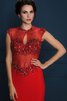 Zeitloses Etui Juwel Ausschnitt luxus Ballkleid mit gekappten Ärmeln mit Kristall - 4