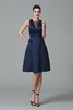 Robe demoiselle d'honneur en satin de lotus avec zip manche nulle de princesse - 1