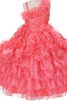 Empire Taille A-Line Paillette Reißverschluss wadenlanges Blumenmädchenkleid - 1