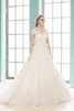 Kurze Ärmeln A-Line Tüll Sweep Zug bodenlanges Brautkleid mit natürlicher Taille - 1