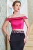 Ärmellos Satin Schulterfreier Ausschnitt Anständiges Abendkleid mit Perlen - 3