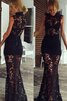 Klassisches enges Reißverschluss bodenlanges Abendkleid mit hohem Kragen ohne Ärmeln - 1