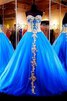 Langärmeliges Duchesse-Linie Spitze Reißverschluss langes Quinceanera Kleid mit Bordüre - 2