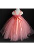 Robe de cortège enfant plissé de mode de bal textile en tulle de lotus avec nœud à boucles - 3