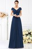 Robe demoiselle d'honneur plissage longue avec fronce a-ligne avec chiffon - 10